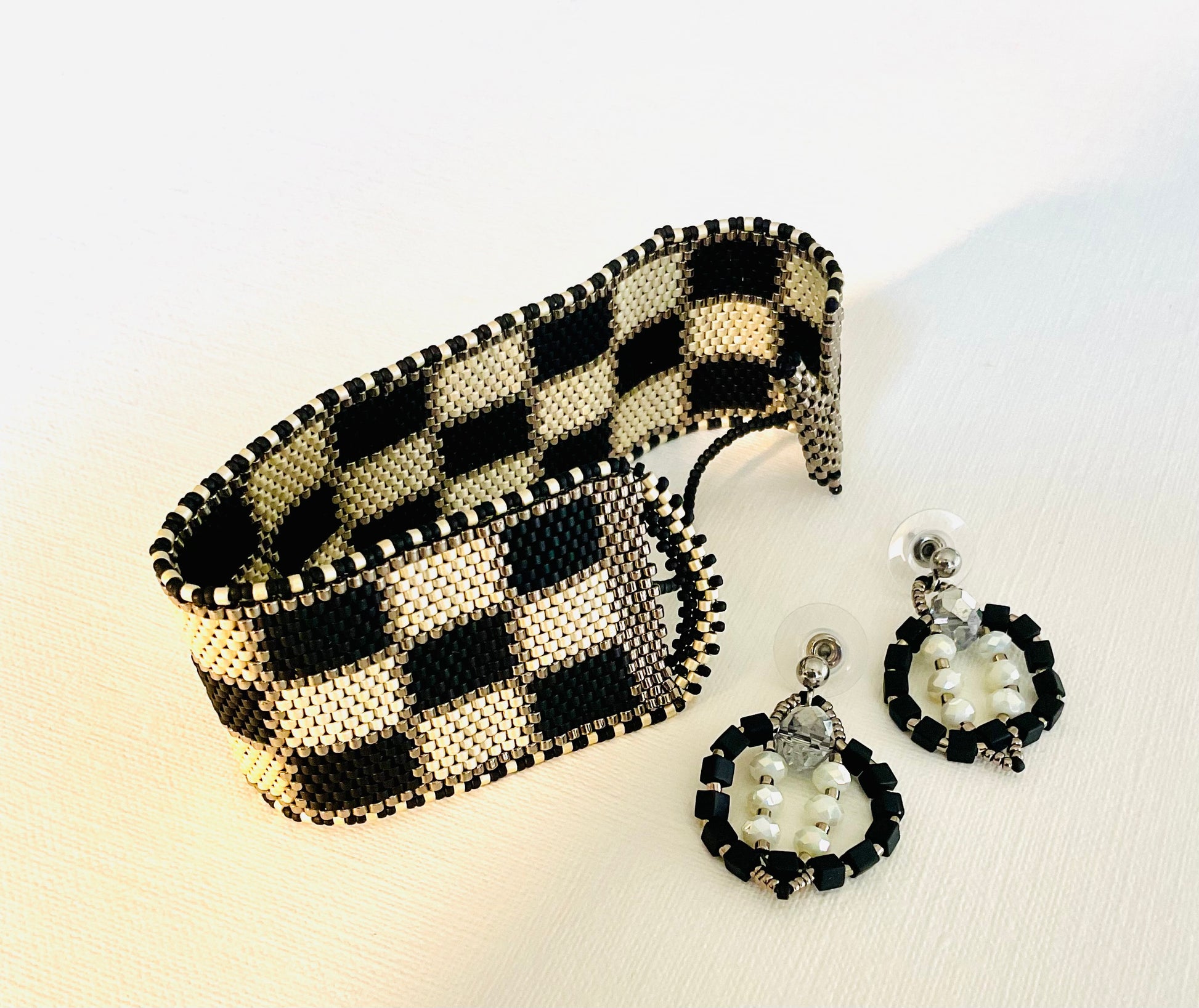 Bracciale con orecchini fatti a mano cn perline Miyuki