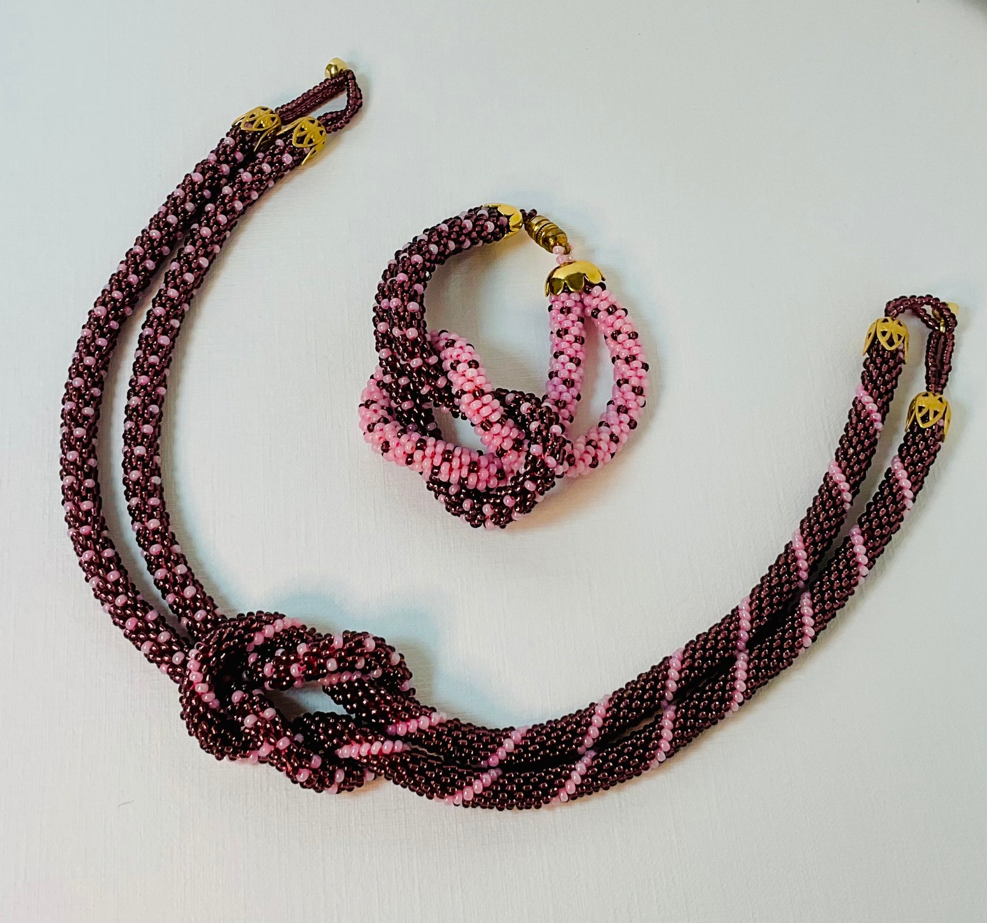 Collana e bracciale fatti a mano con perline in vetro Miyuki 