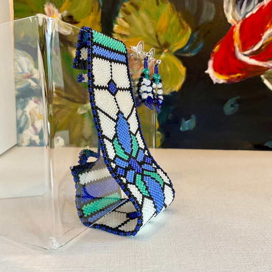 Bracciale con orecchini fatto a mano con perline in vetro Miyuki 