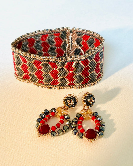 Bracciale con orecchini fatti a mano cn perline Miyuki