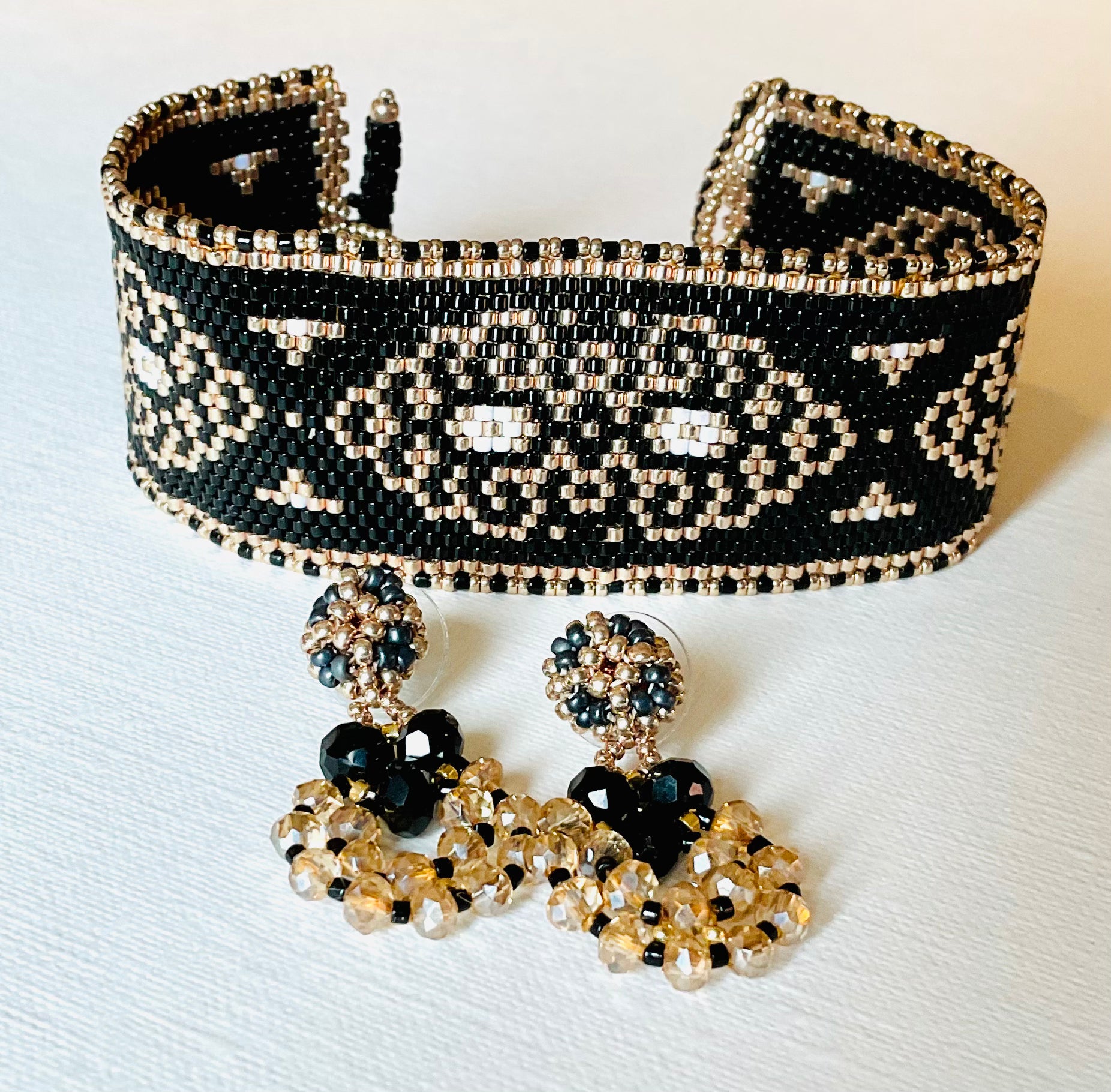 Bracciale con orecchini fatti a mano cn perline Miyuki