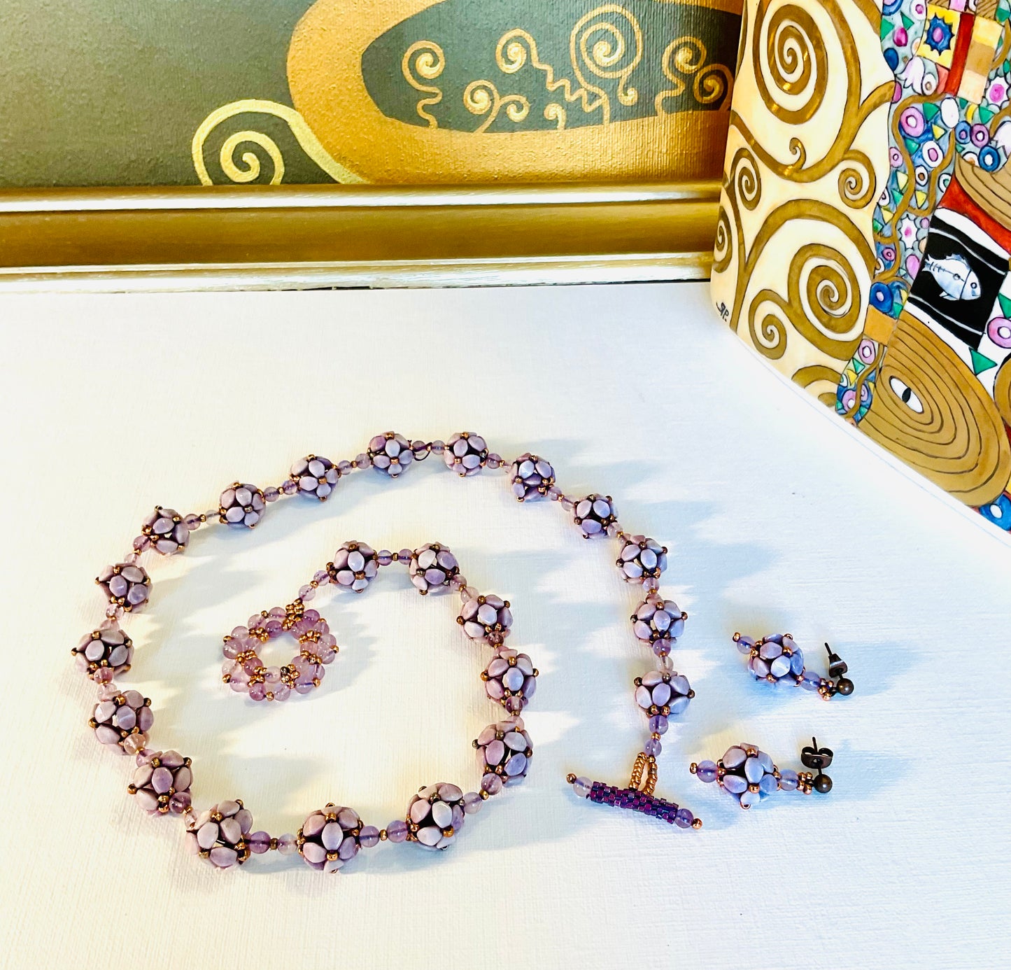 Collana ed orecchini artigianali fatti a mano  perline Miyuki 