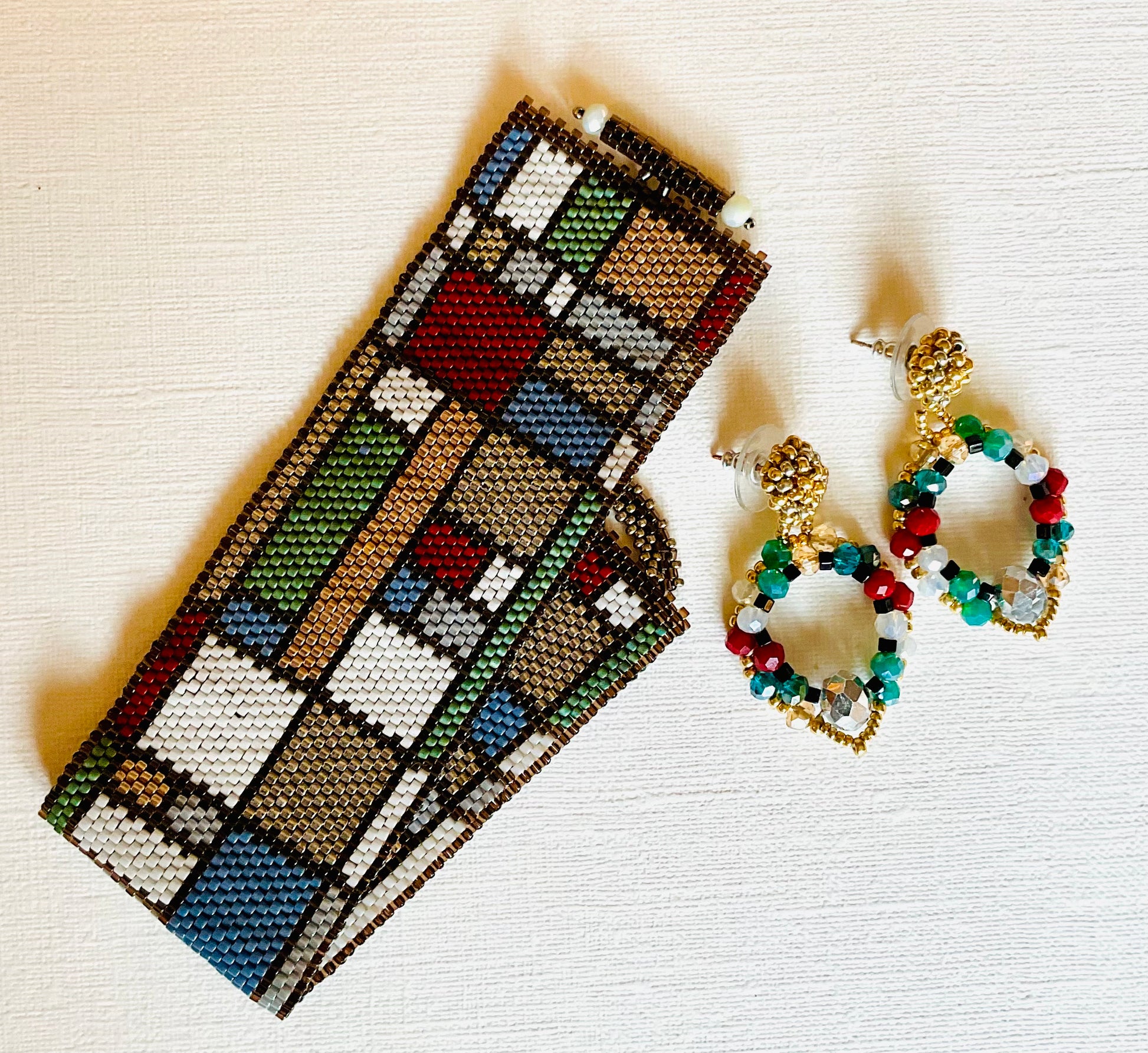 Bracciale con orecchini fatti a mano cn perline Miyuki