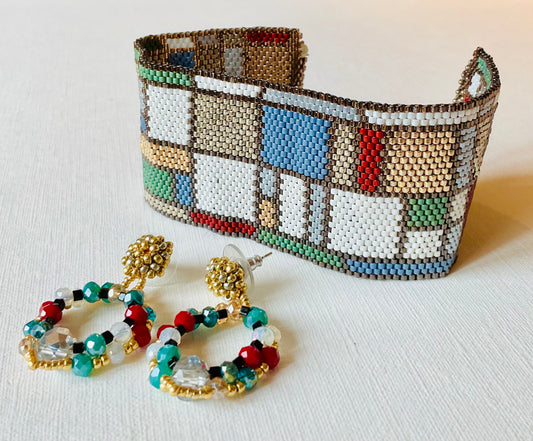 Bracciale con orecchini fatti a mano cn perline Miyuki