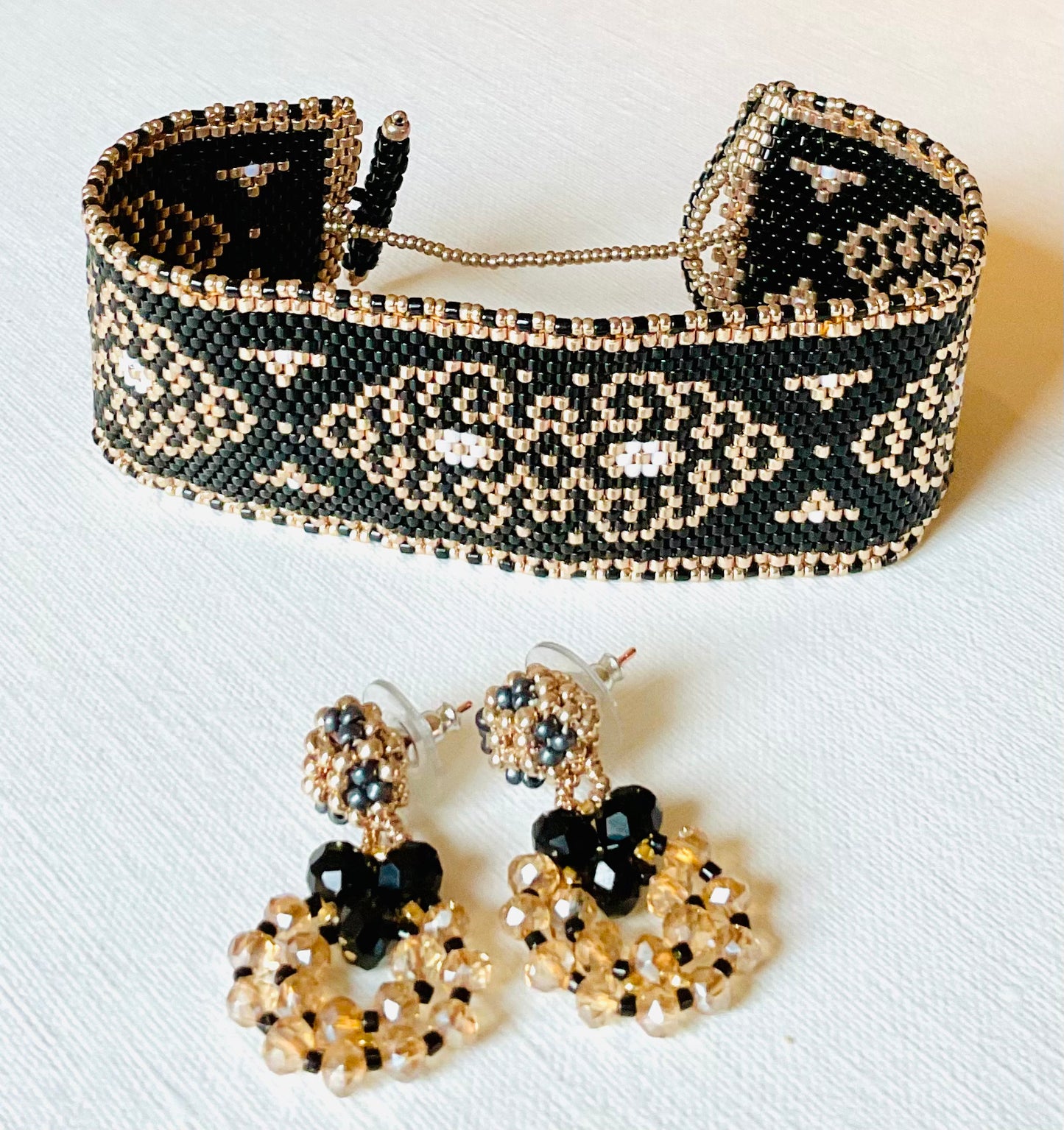 Bracciale con orecchini fatti a mano cn perline Miyuki