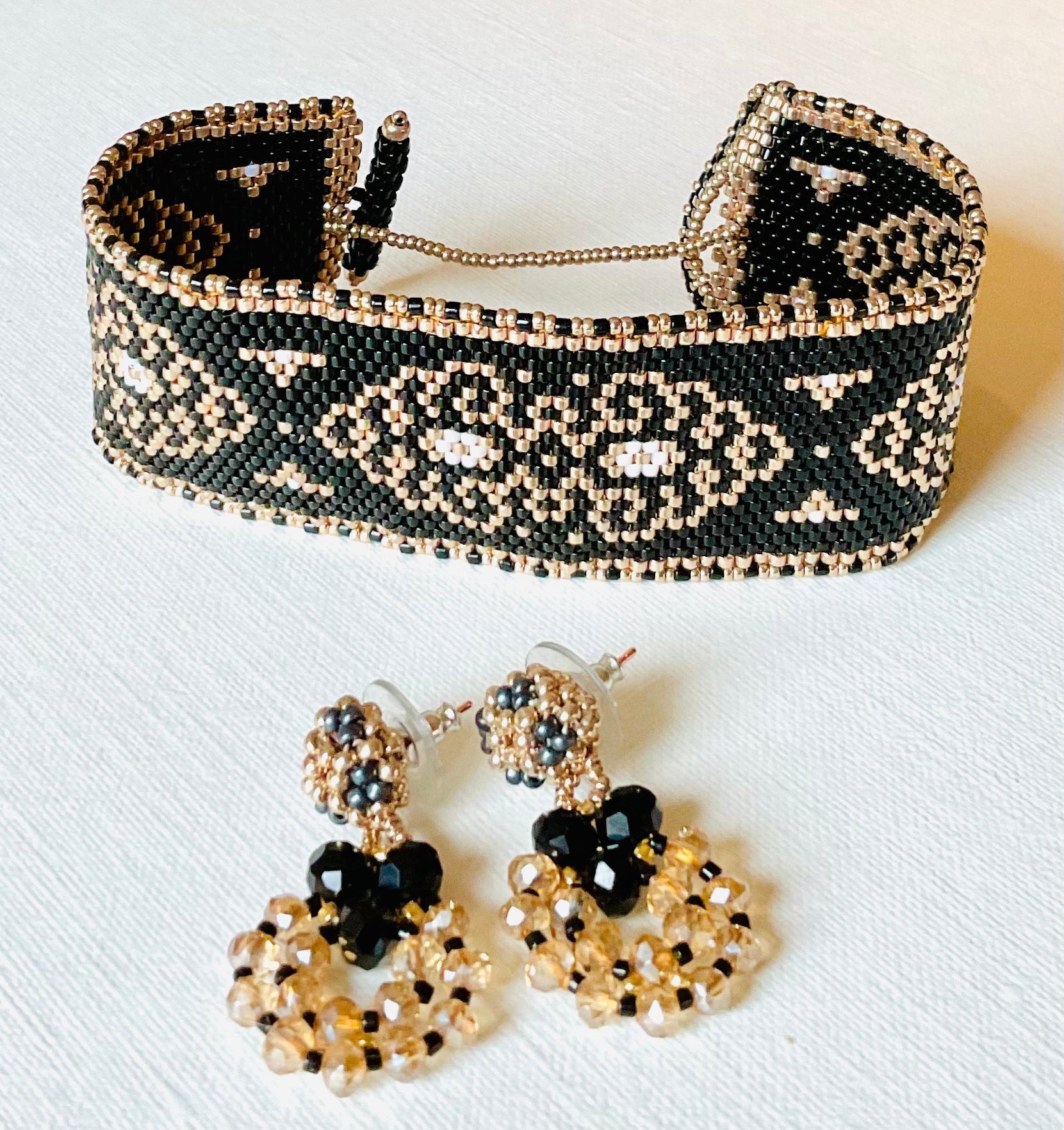 Bracciale con orecchini fatti a mano cn perline Miyuki