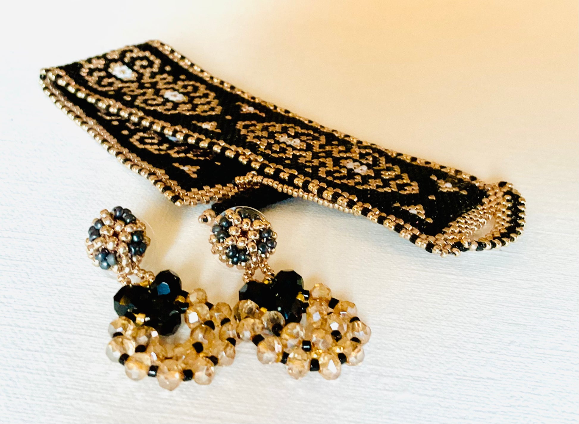 Bracciale con orecchini fatti a mano cn perline Miyuki