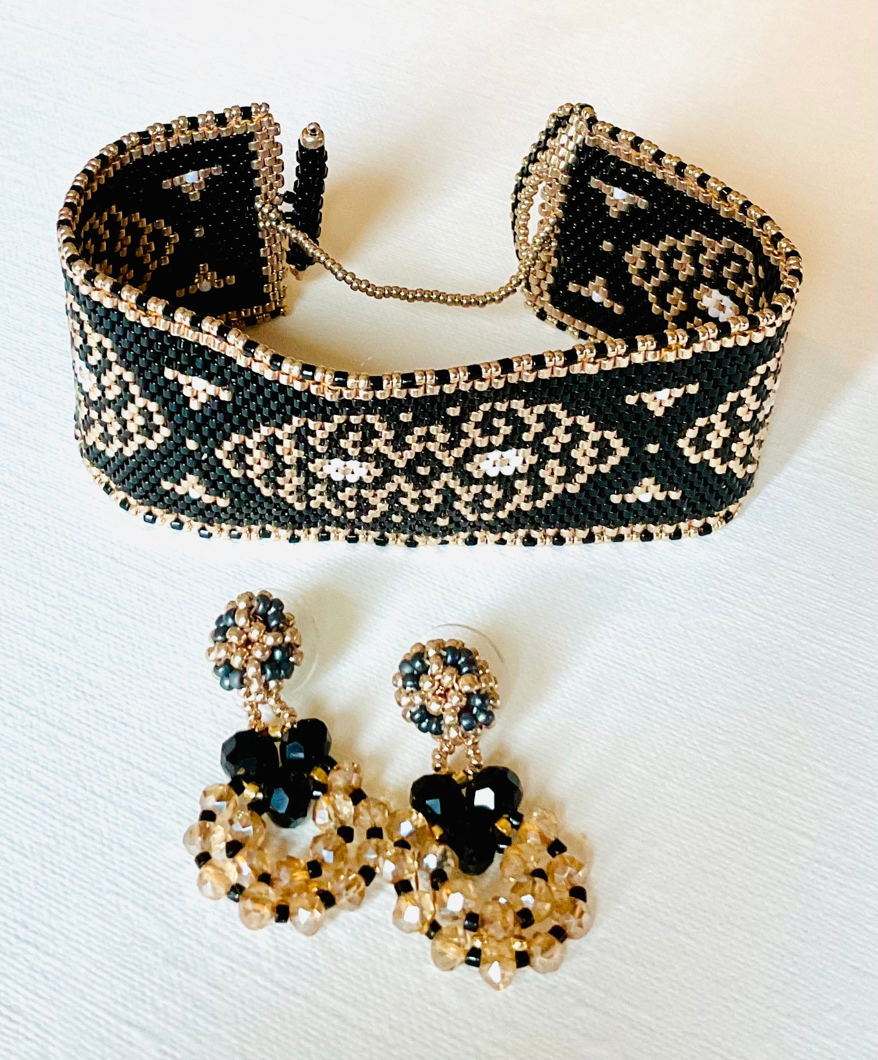 Bracciale con orecchini fatti a mano cn perline Miyuki