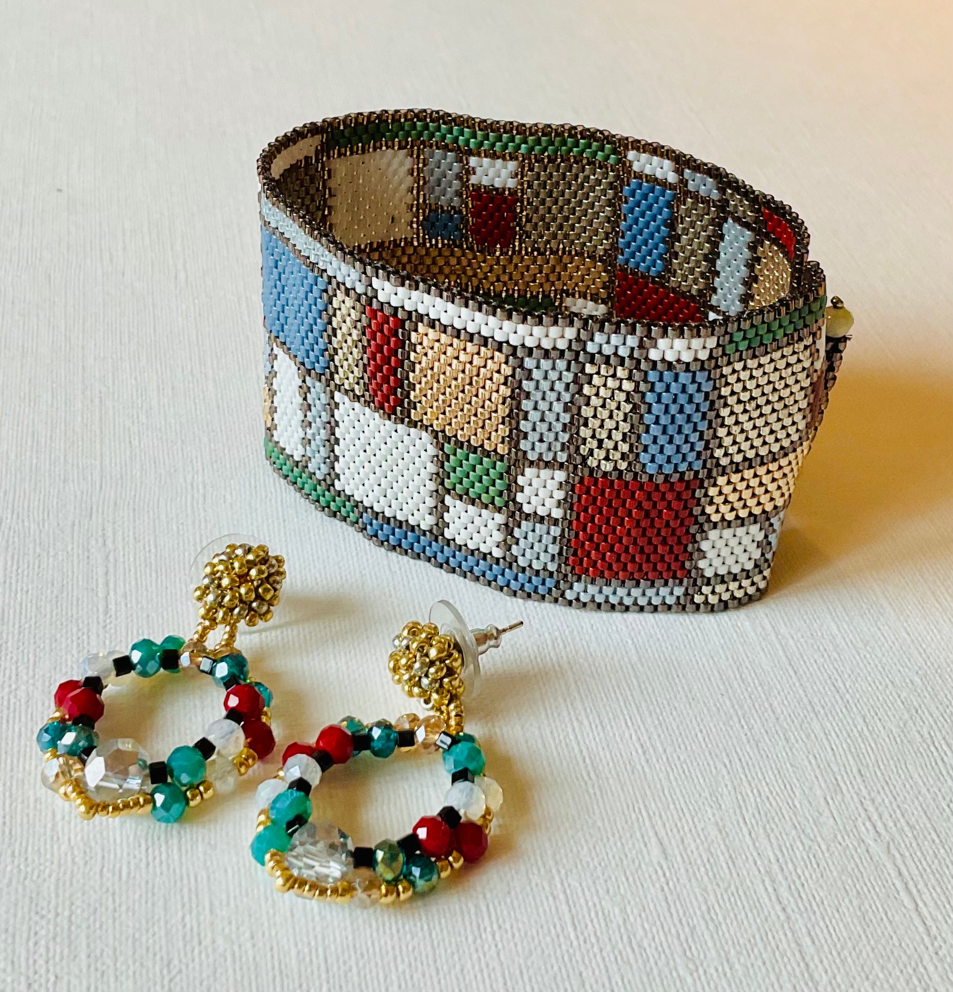 Bracciale con orecchini fatti a mano cn perline Miyuki