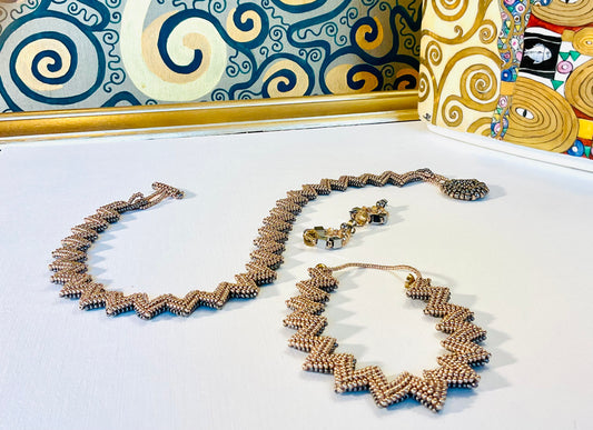 Collana con bracciale ed orecchini artigianali fatti a mano  perline Miyuki 