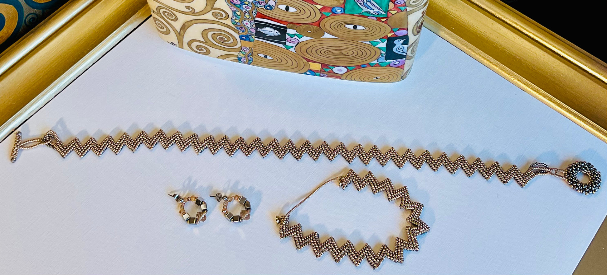 Collana con bracciale ed orecchini artigianali fatti a mano  perline Miyuki