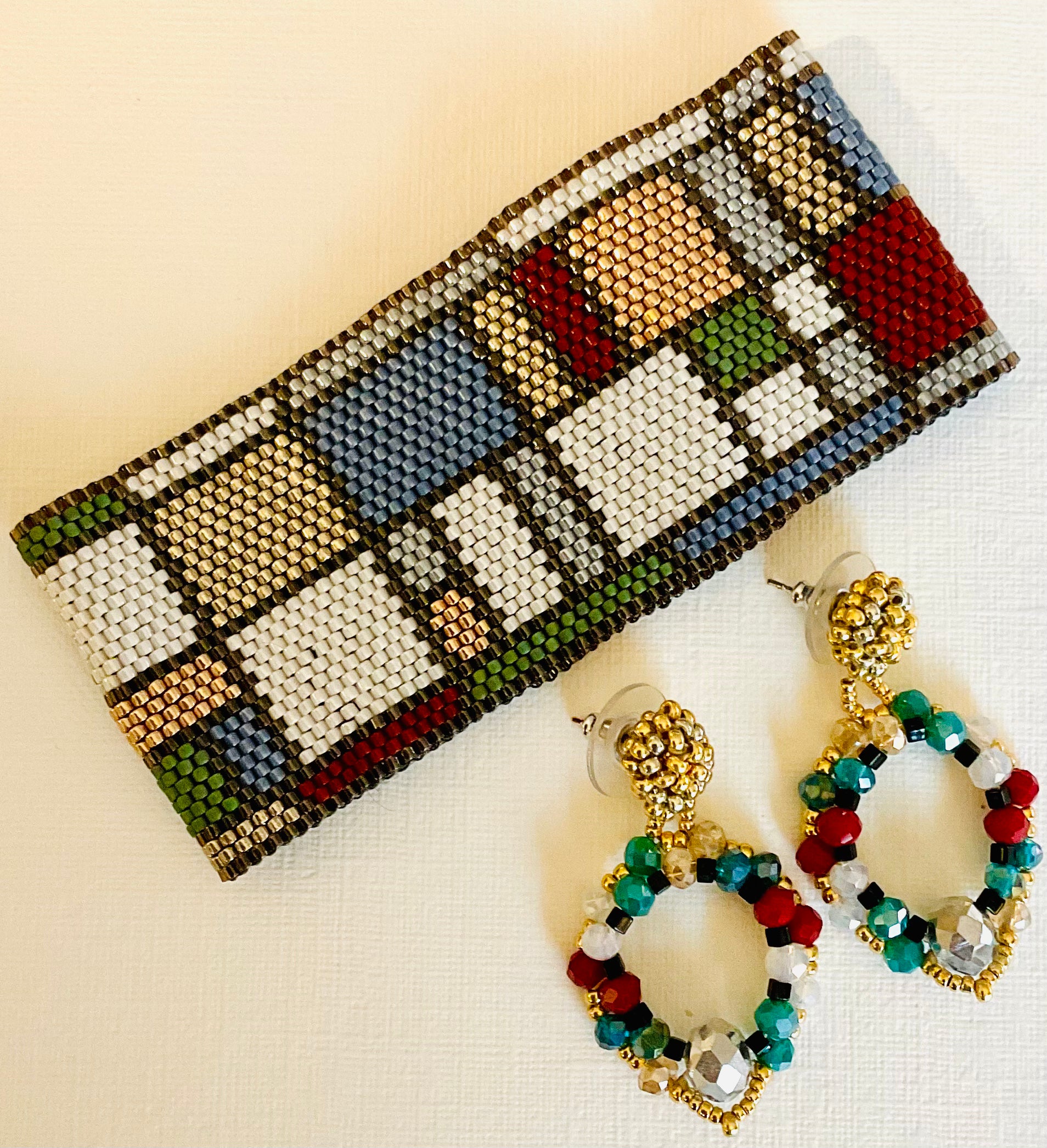 Bracciale con orecchini fatti a mano cn perline Miyuki
