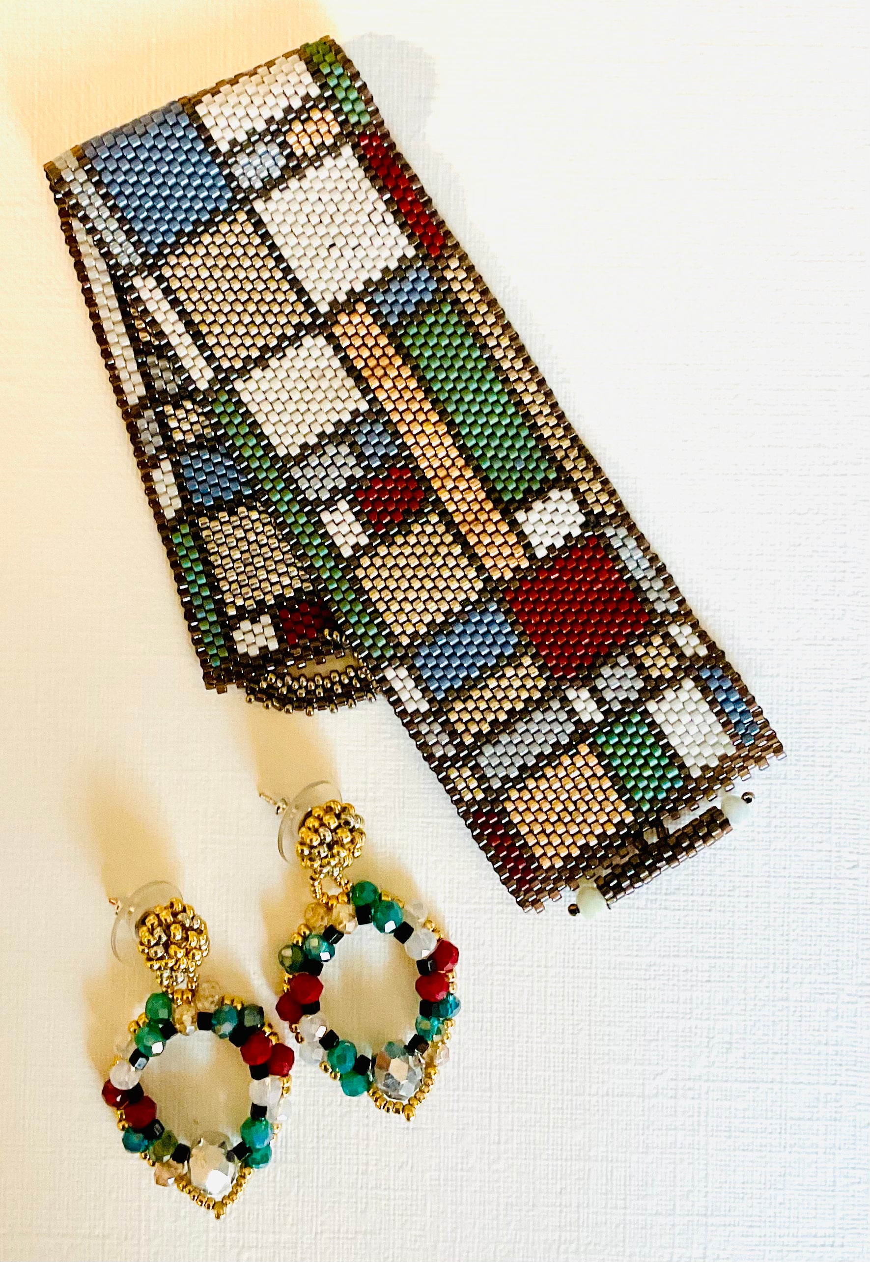 Bracciale con orecchini fatti a mano cn perline Miyuki