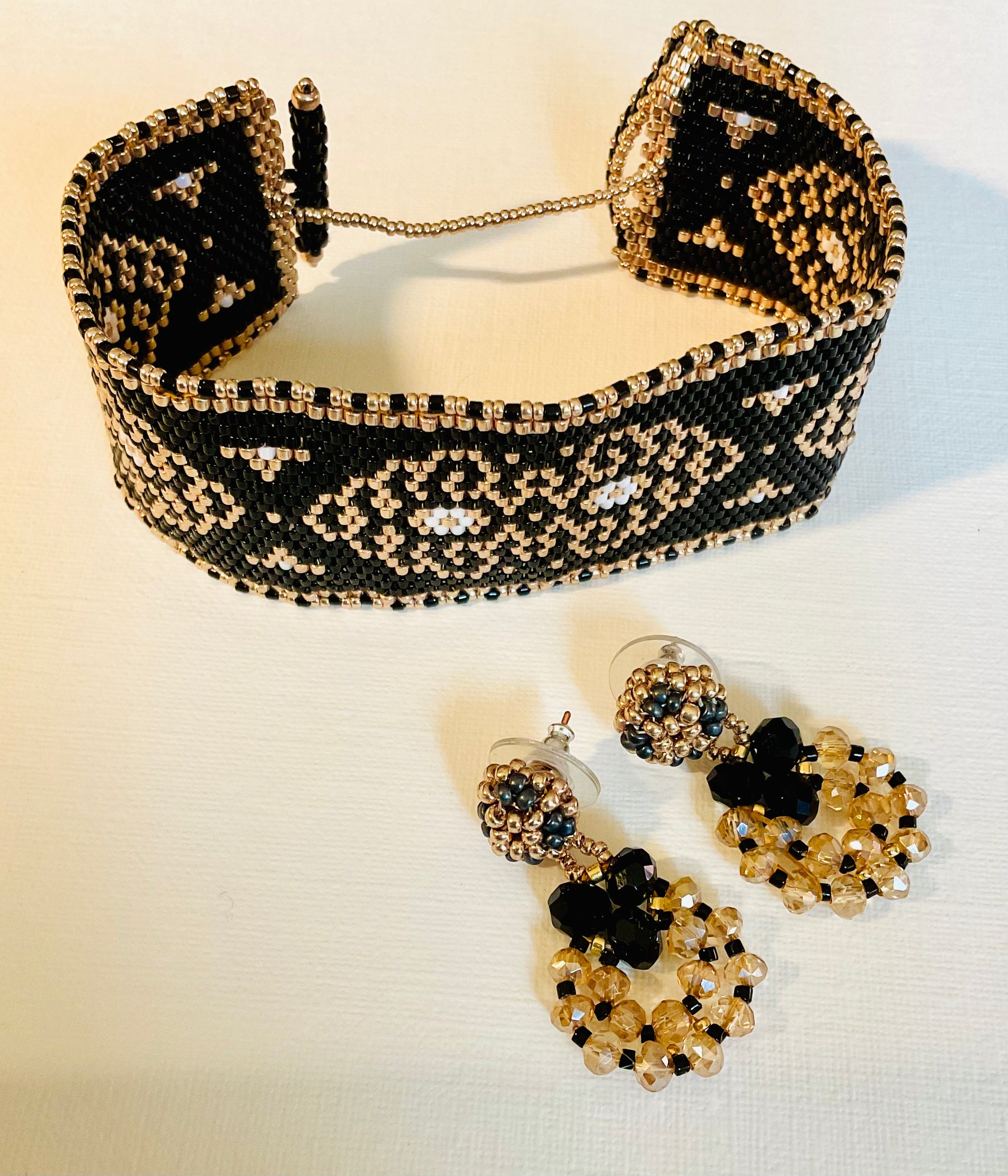 Bracciale con orecchini fatti a mano cn perline Miyuki
