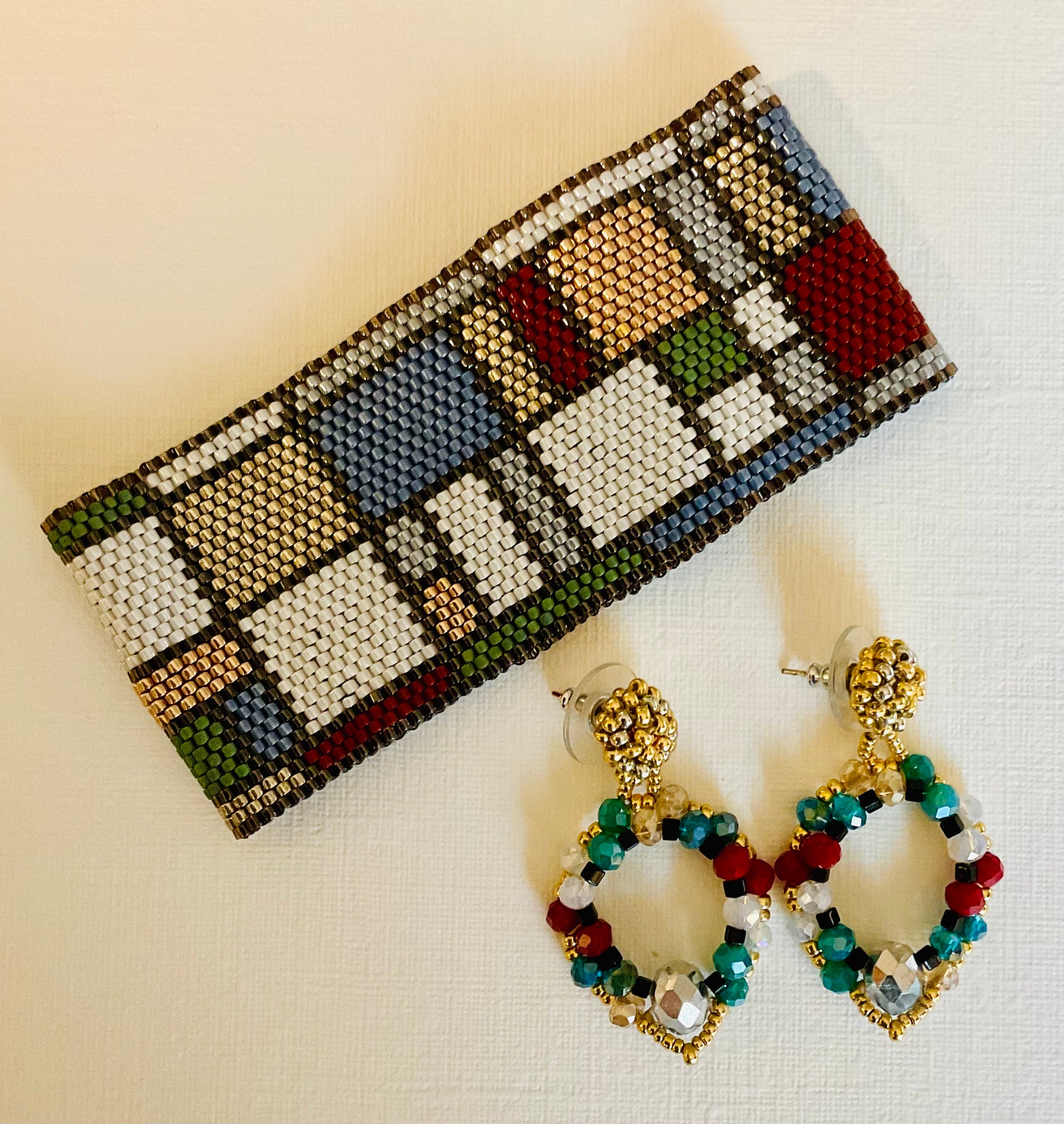 Bracciale con orecchini fatti a mano cn perline Miyuki