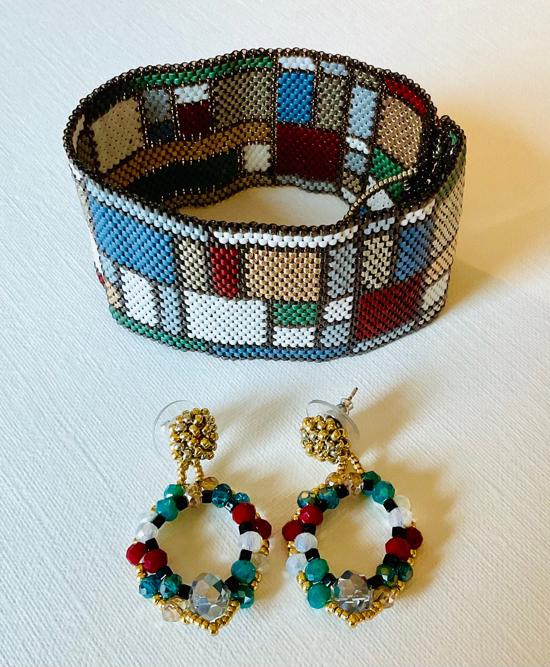 Bracciale con orecchini fatti a mano cn perline Miyuki