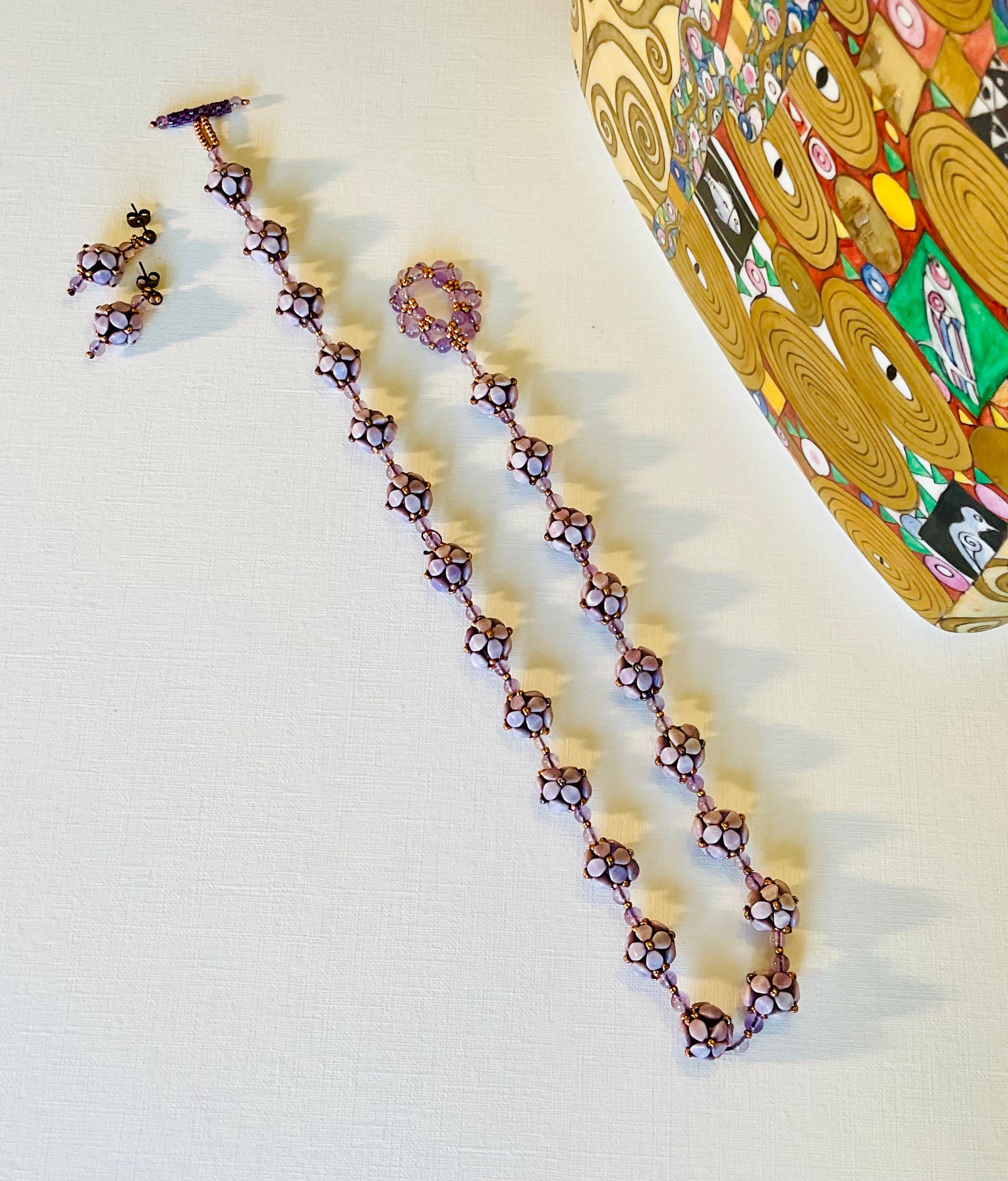 Collana ed orecchini artigianali fatti a mano  perline Miyuki 