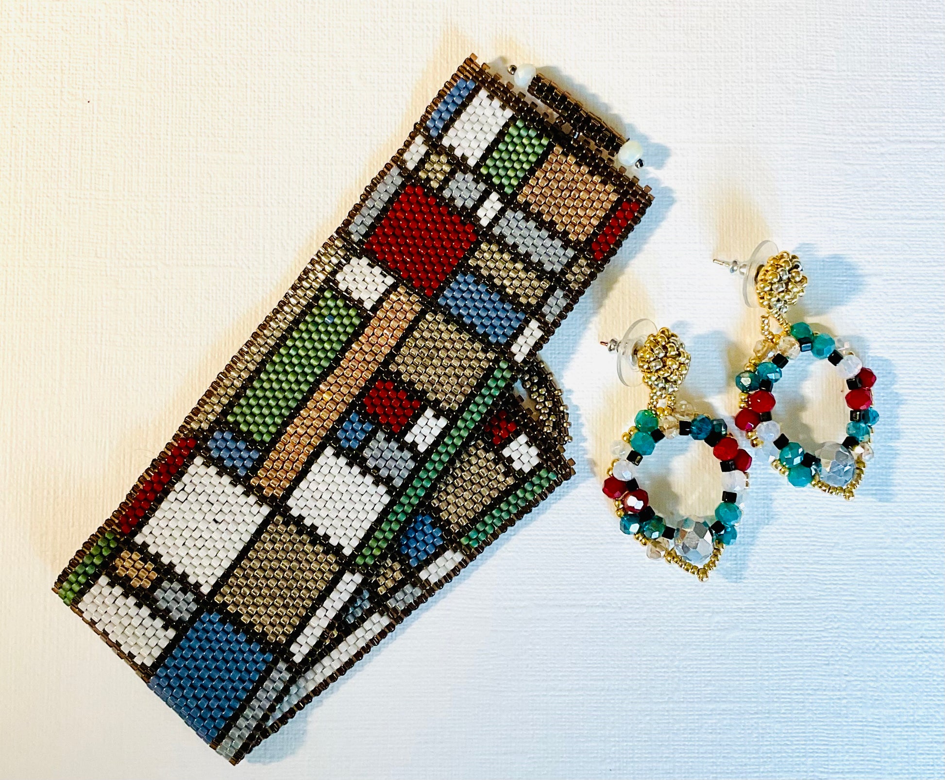 Bracciale con orecchini fatti a mano cn perline Miyuki